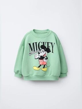 Zara Disney Mint Green Mickey Mouse Graphic Sweatshirt